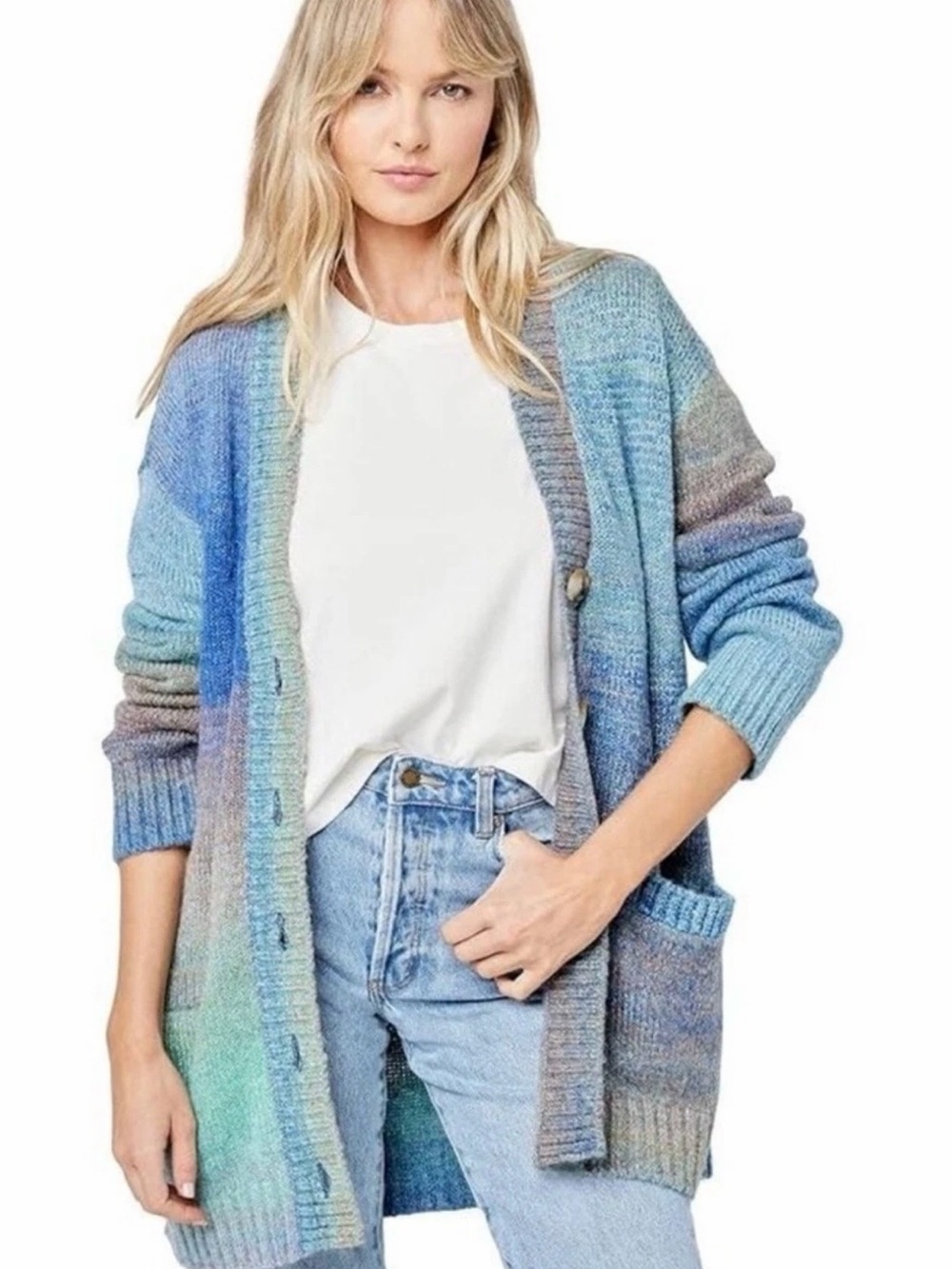 L*SPACE Zoe Cardigan Norrebro Ombre XS/S Oversized Button Down Multicolor